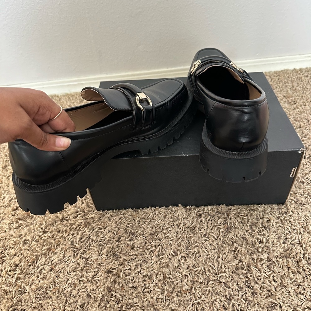 Zara Chunky Sole Loafers w/ Gold Metal Detail